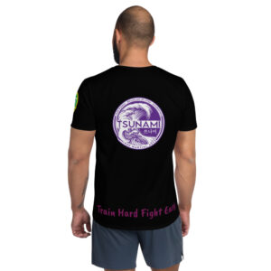 BJJ All-Over Print Men’s Athletic T-shirt (train hard fight easy)
